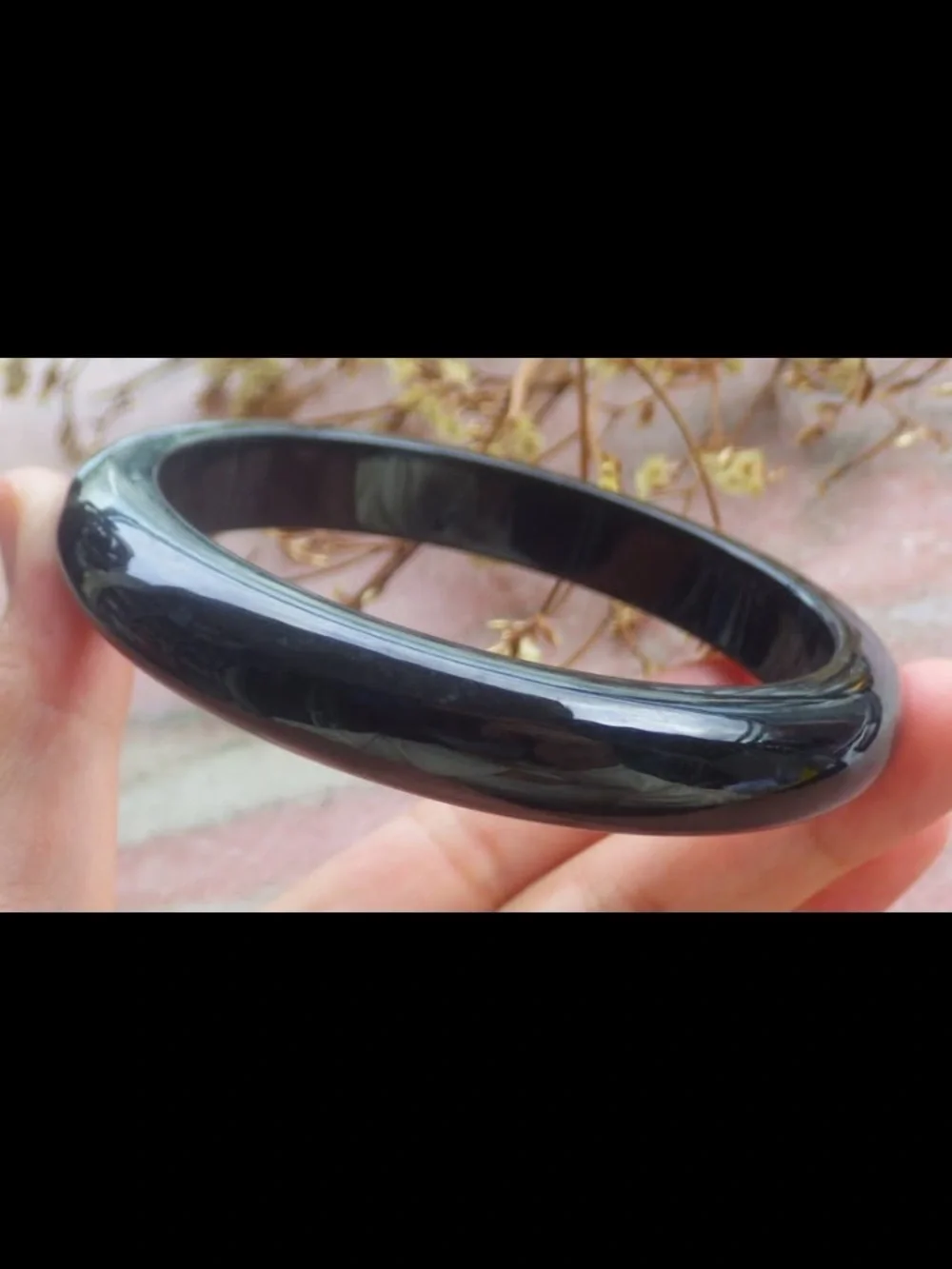 Elegant black bangle Certificate Jadeite luck Bangle Bracelet 67mm 8.25 inches